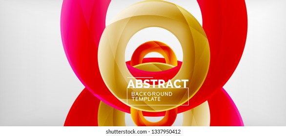 Flying circles geometric abstract background, vector illustration