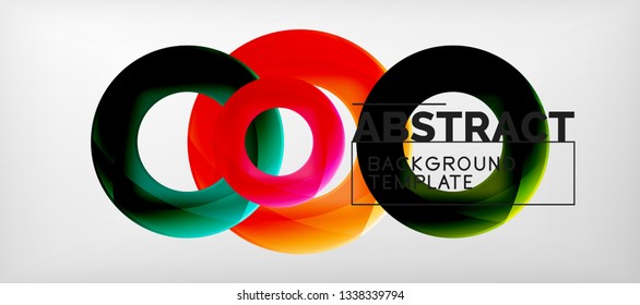 Fliegende Kreise, geometrischer abstrakter Hintergrund, Vektorgrafik