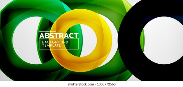 Fliegende Kreise, geometrischer abstrakter Hintergrund, Vektorgrafik