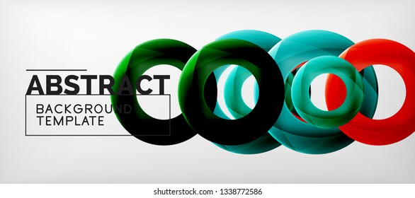 Flying circles geometric abstract background, vector illustration