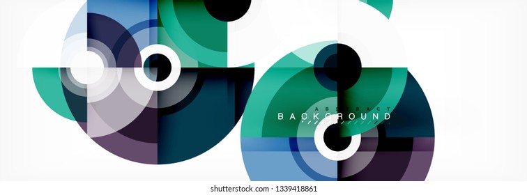 Volando círculos de fondo abstracto geométrico, vector