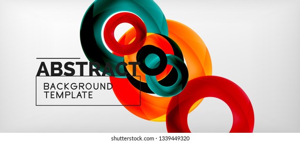 Volando círculos de fondo abstracto geométrico, ilustración vectorial