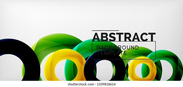 Flying circles geometric abstract background, vector illustration
