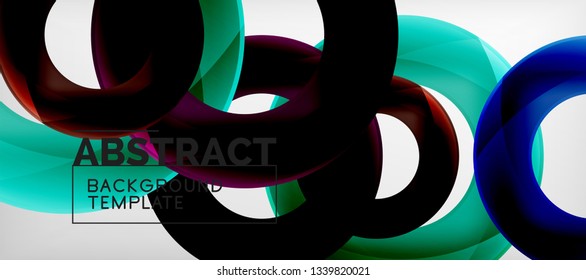 Volando círculos de fondo abstracto geométrico, ilustración vectorial