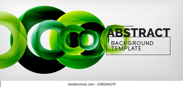 Flying circles geometric abstract background, vector illustration