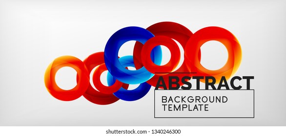 Flying circles geometric abstract background, vector illustration