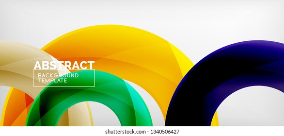 Flying circles geometric abstract background, vector illustration