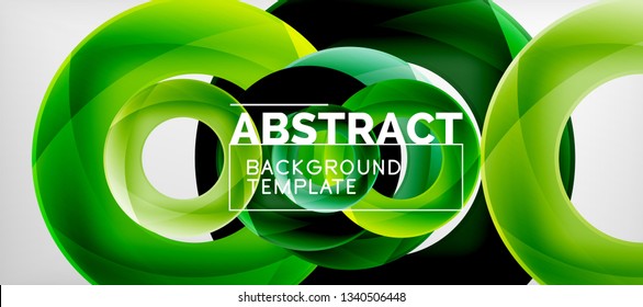 Fliegende Kreise, geometrischer abstrakter Hintergrund, Vektorgrafik
