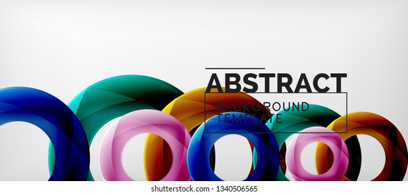 Flying circles geometric abstract background, vector illustration