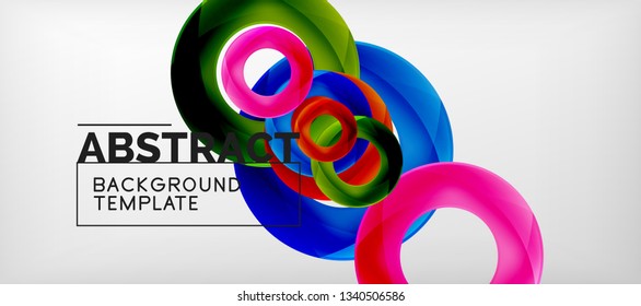 Fliegende Kreise, geometrischer abstrakter Hintergrund, Vektorgrafik