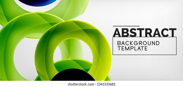 Flying circles geometric abstract background, vector illustration