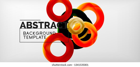Volando círculos de fondo abstracto geométrico, ilustración vectorial