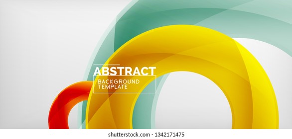 Flying circles geometric abstract background, vector illustration