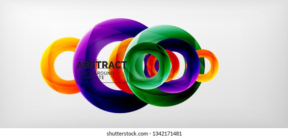 Volando círculos de fondo abstracto geométrico, ilustración vectorial