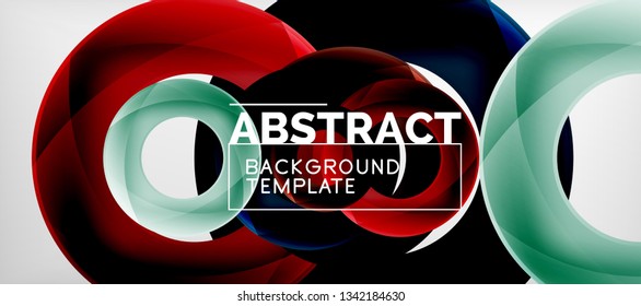 Flying circles geometric abstract background, vector illustration