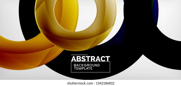 Flying circles geometric abstract background, vector illustration