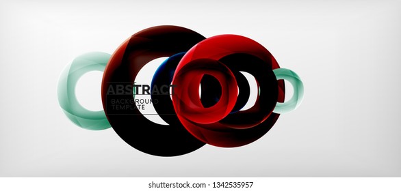 Fliegende Kreise, geometrischer abstrakter Hintergrund, Vektorgrafik
