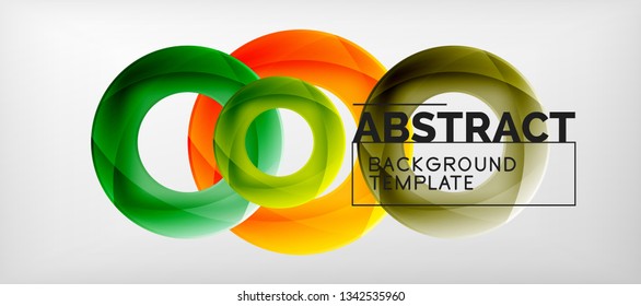 Flying circles geometric abstract background, vector illustration