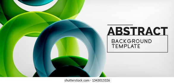 Flying circles geometric abstract background, vector illustration
