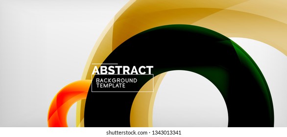 Flying circles geometric abstract background, vector illustration