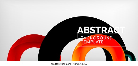 Flying circles geometric abstract background, vector illustration