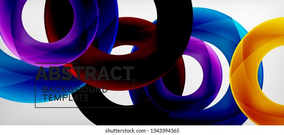 Flying circles geometric abstract background, vector illustration