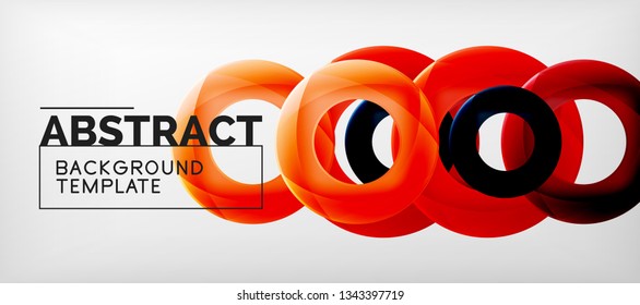Fliegende Kreise, geometrischer abstrakter Hintergrund, Vektorgrafik