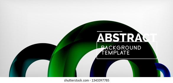 Flying circles geometric abstract background, vector illustration