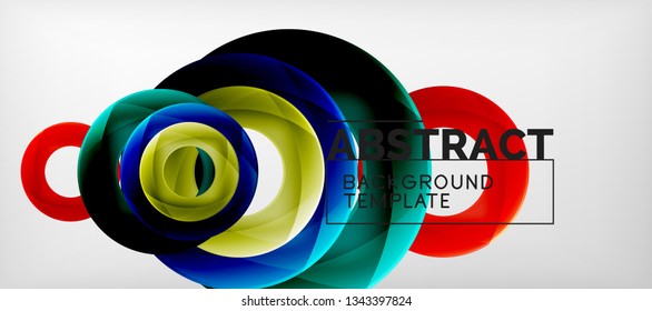 Fliegende Kreise, geometrischer abstrakter Hintergrund, Vektorgrafik