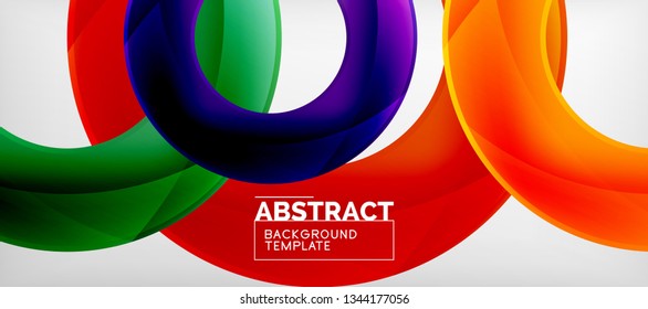 Flying circles geometric abstract background, vector illustration