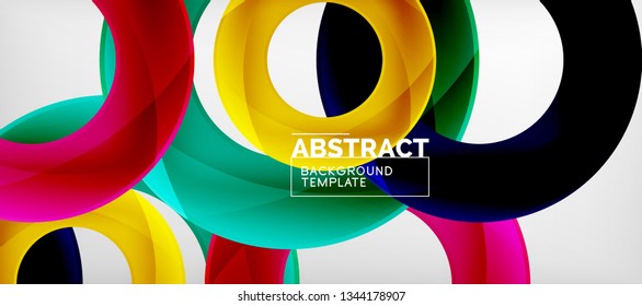 Volando círculos de fondo abstracto geométrico, ilustración vectorial