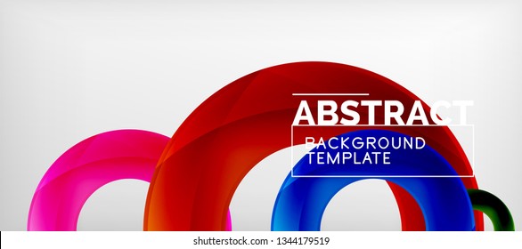 Flying circles geometric abstract background, vector illustration