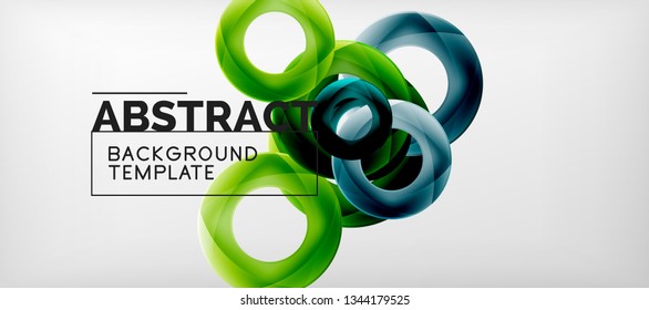 Fliegende Kreise, geometrischer abstrakter Hintergrund, Vektorgrafik