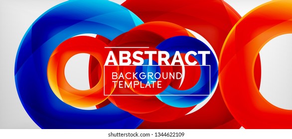 Flying circles geometric abstract background, vector illustration