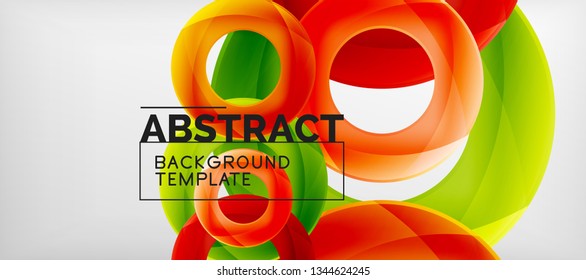 Flying circles geometric abstract background, vector illustration