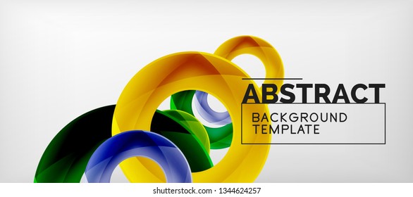 Flying circles geometric abstract background, vector illustration