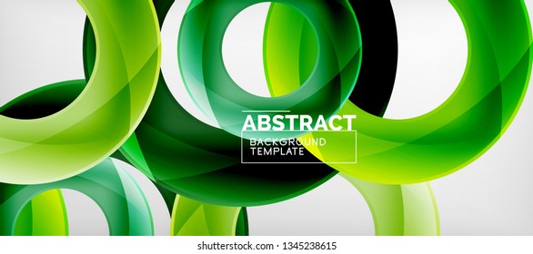 Fliegende Kreise, geometrischer abstrakter Hintergrund, Vektorgrafik