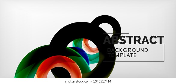 Flying circles geometric abstract background, vector illustration
