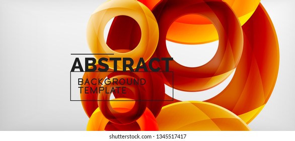 Flying circles geometric abstract background, vector illustration