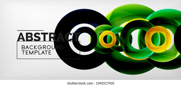 Flying circles geometric abstract background, vector illustration