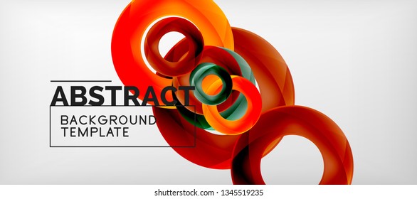 Flying circles geometric abstract background, vector illustration