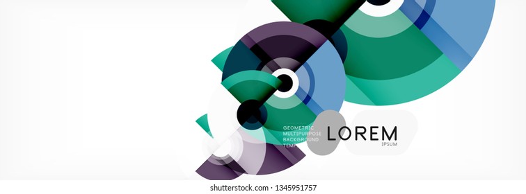 Flying circles geometric abstract background, vector