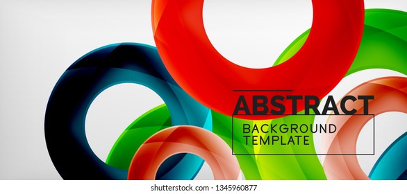 Flying circles geometric abstract background, vector illustration
