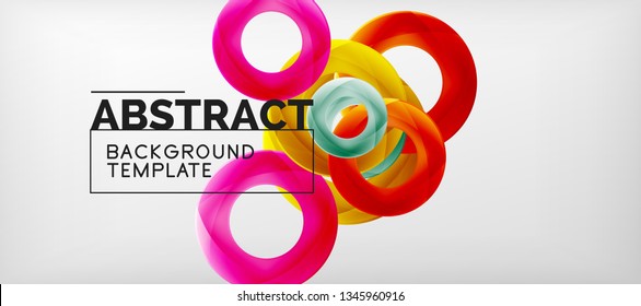 Flying circles geometric abstract background, vector illustration