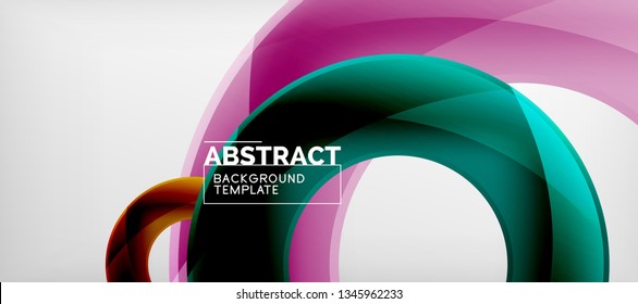 Flying circles geometric abstract background, vector illustration