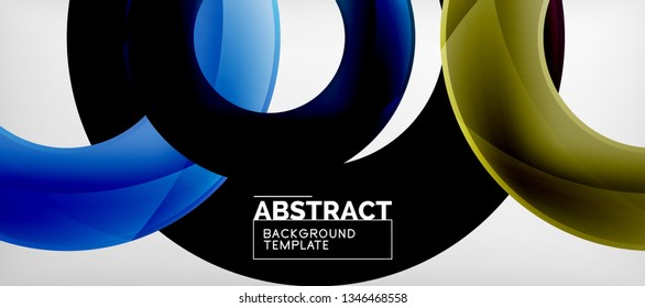 Flying circles geometric abstract background, vector illustration