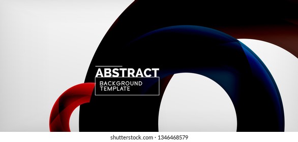 Flying circles geometric abstract background, vector illustration