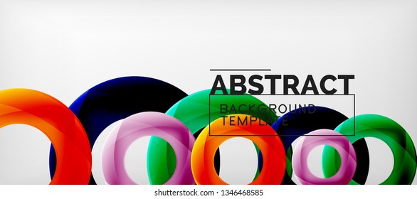 Flying circles geometric abstract background, vector illustration