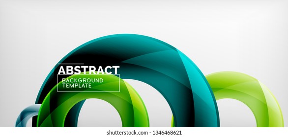 Flying circles geometric abstract background, vector illustration