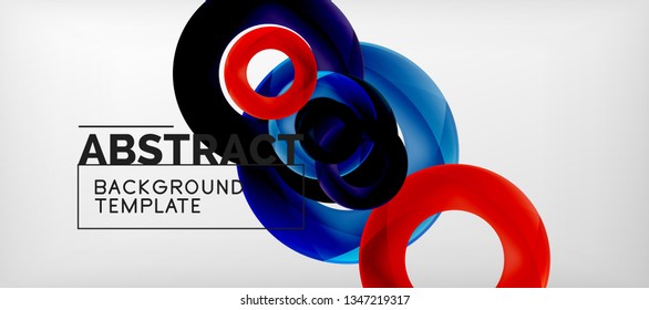 Volando círculos de fondo abstracto geométrico, ilustración vectorial